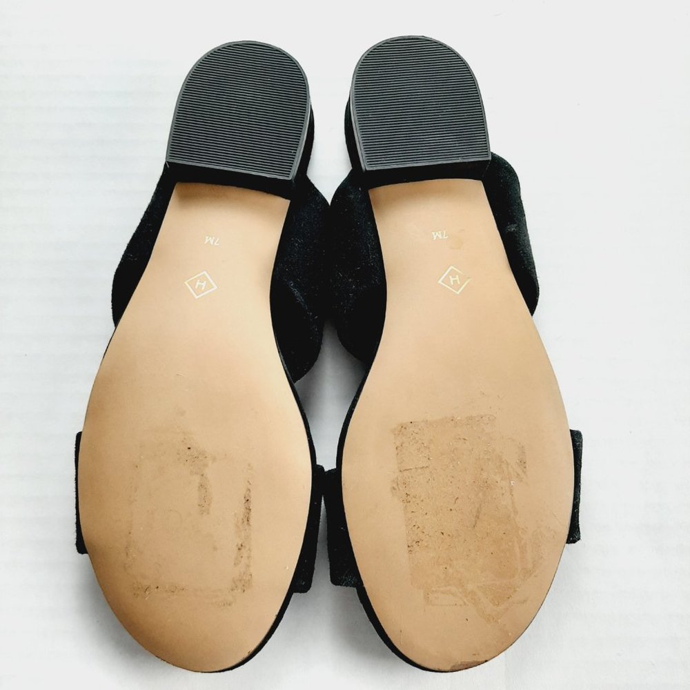 Halogen Women's Twist Front Sandals Size 7 Black Suede Slip-On 1" Heel - Picture 8 of 9